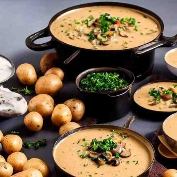 Картофель с грибами в горшочке Сливочный
